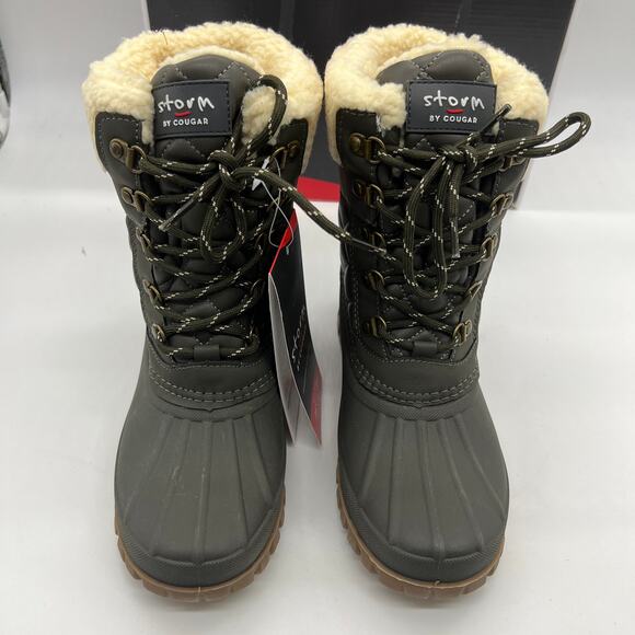 Cougar Waterproof Winter Boots Size 7 Medium Green Olive Quilt Carlisle Lace Up - Picture 4 of 13